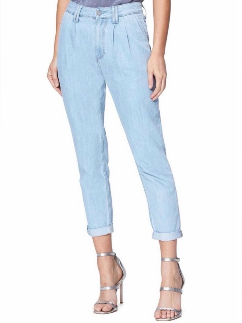 PAIGE Jeans High Rise Pleated Light Wash Pants Size 29